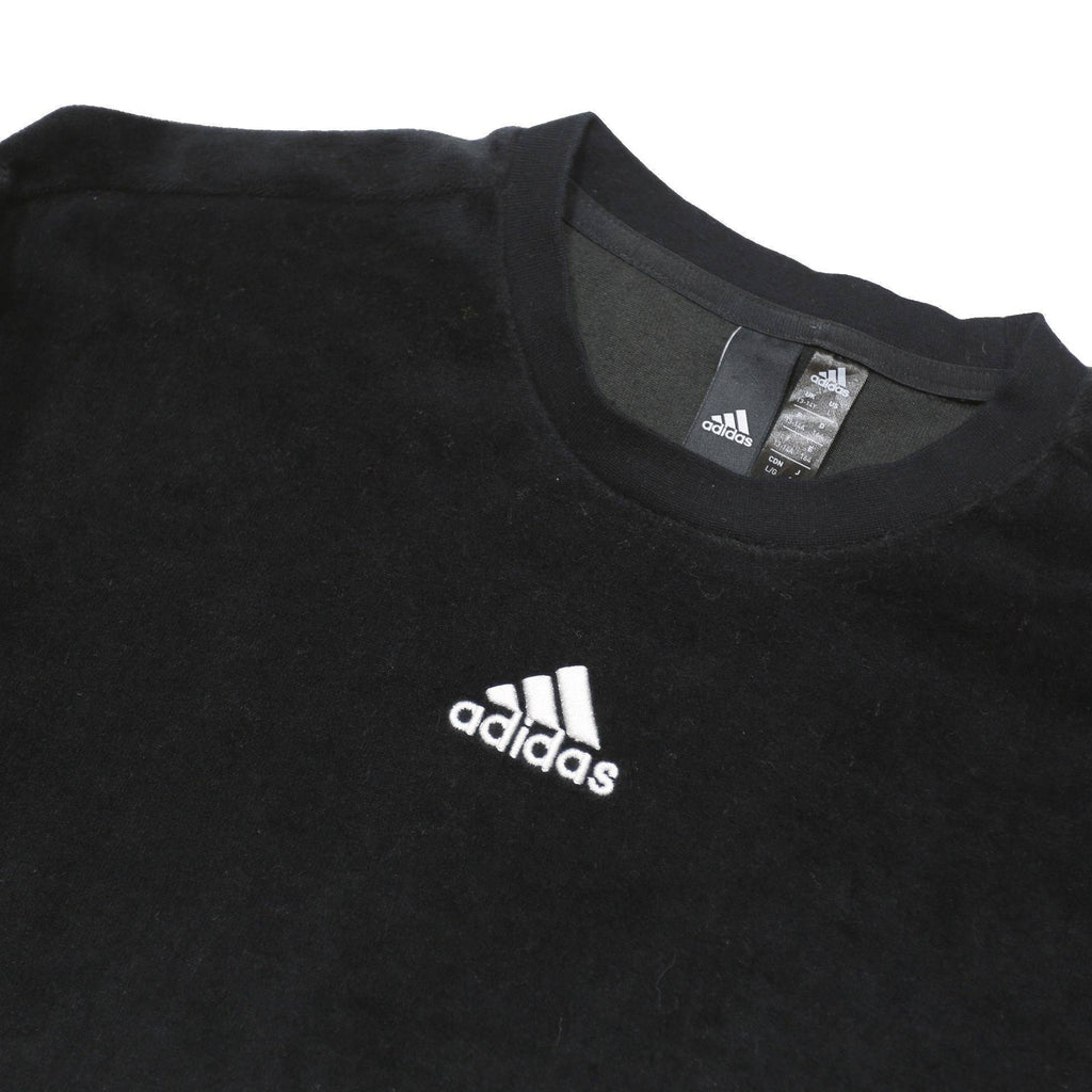 ADIDAS Girls Black & Grey Crew Neck 14Y Cotton Blend Sweatshirt