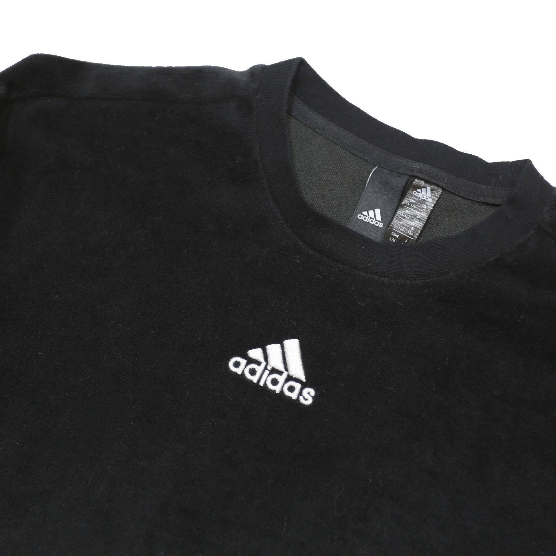 ADIDAS Girls Black & Grey Crew Neck 14Y Cotton Blend Sweatshirt