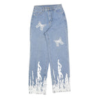 Womens Blue Cotton Blend Regular Fit Straight Leg Light Denim Jeans W26 L30