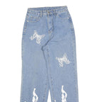 Womens Blue Cotton Blend Regular Fit Straight Leg Light Denim Jeans W26 L30