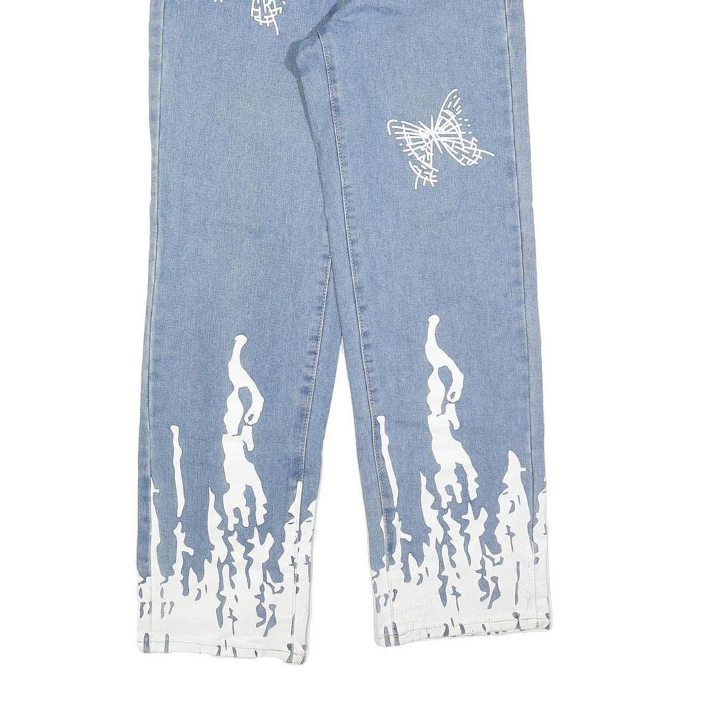 Womens Blue Cotton Blend Regular Fit Straight Leg Light Denim Jeans W26 L30