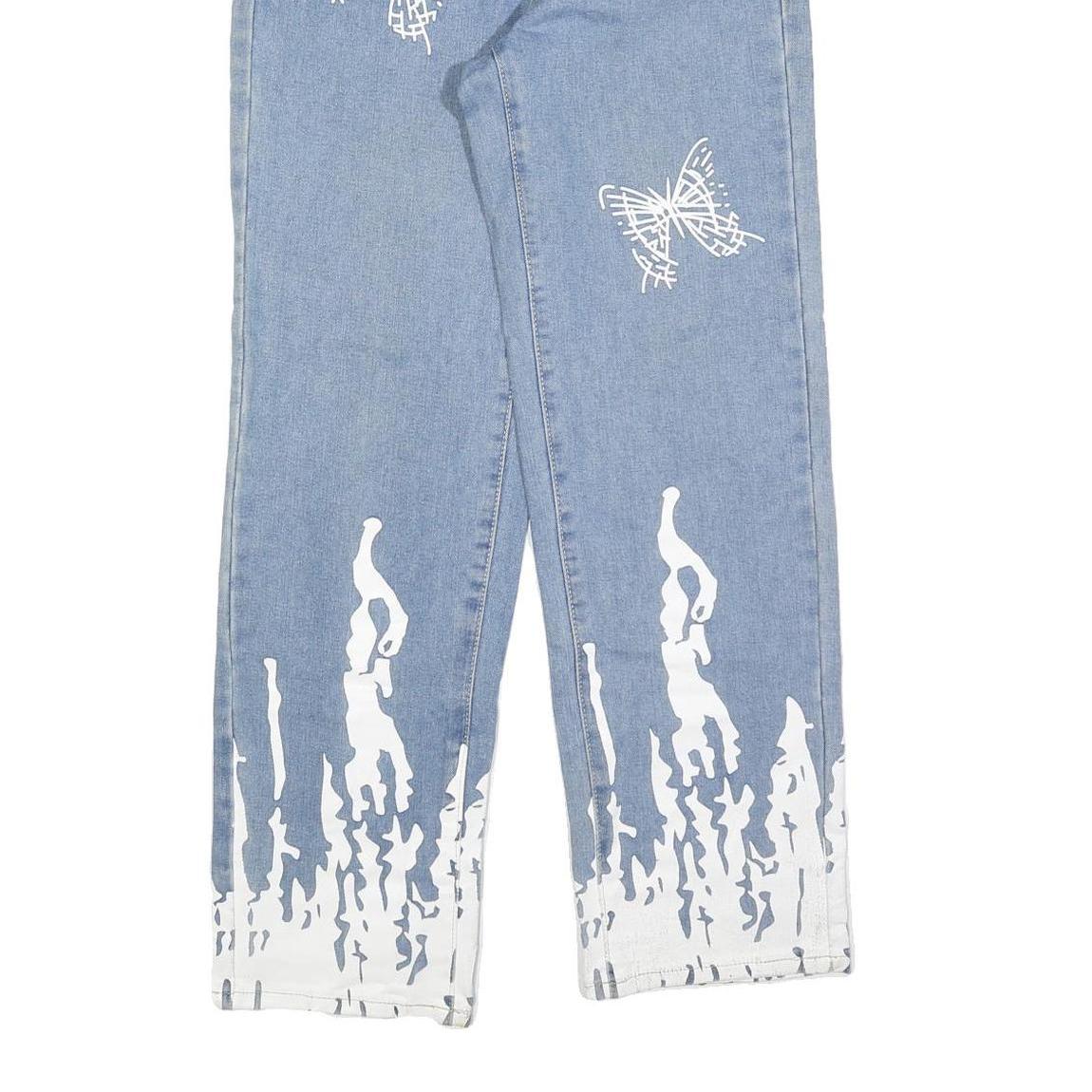 Womens Blue Cotton Blend Regular Fit Straight Leg Light Denim Jeans W26 L30