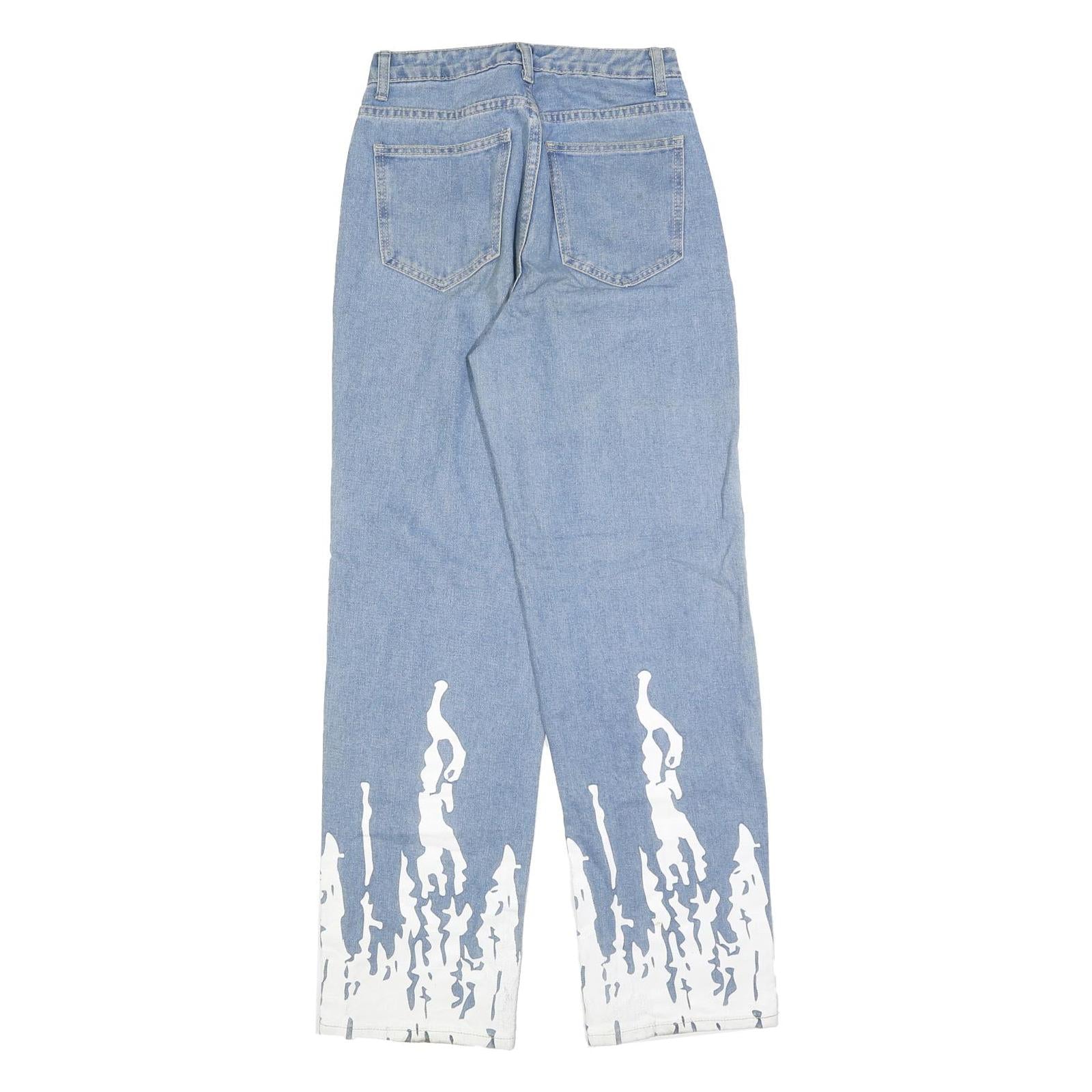 Womens Blue Cotton Blend Regular Fit Straight Leg Light Denim Jeans W26 L30