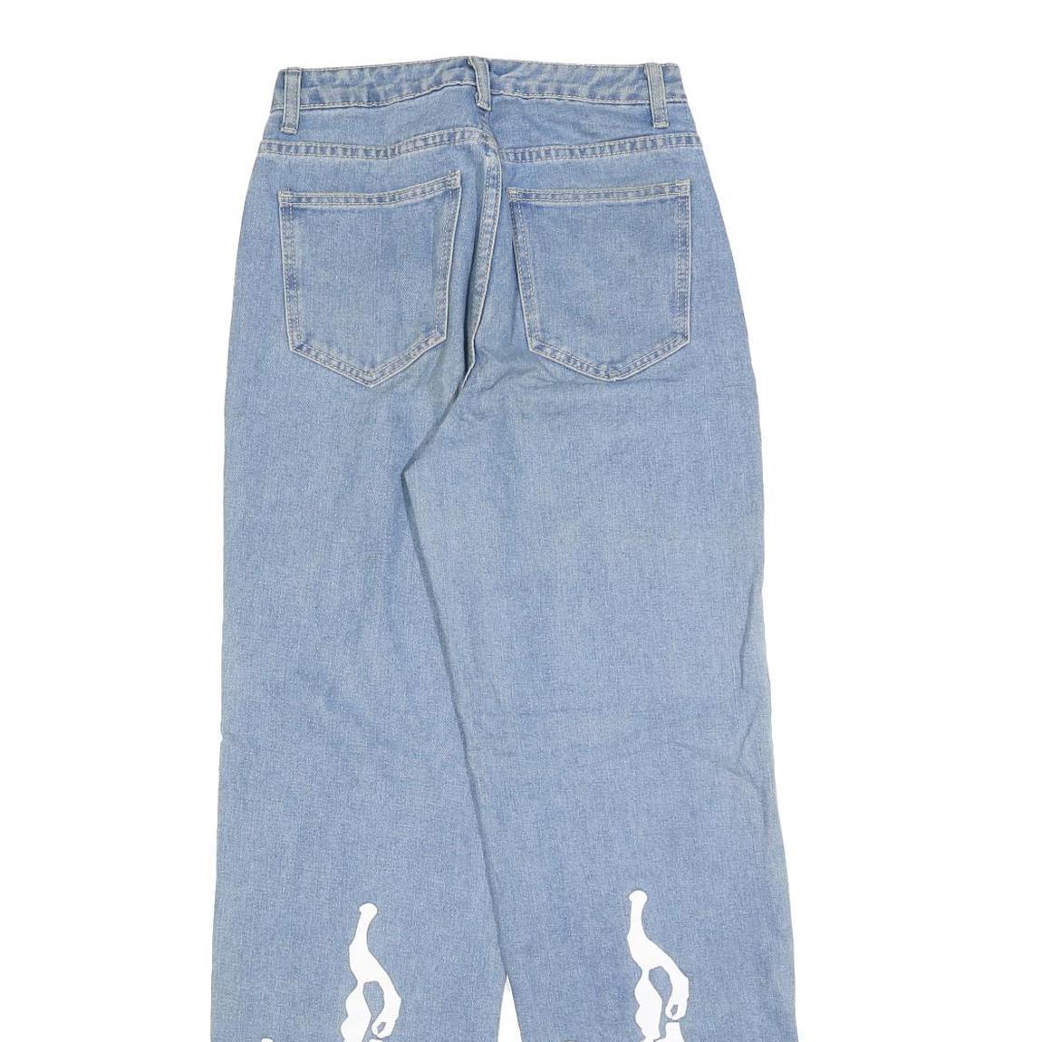 Womens Blue Cotton Blend Regular Fit Straight Leg Light Denim Jeans W26 L30