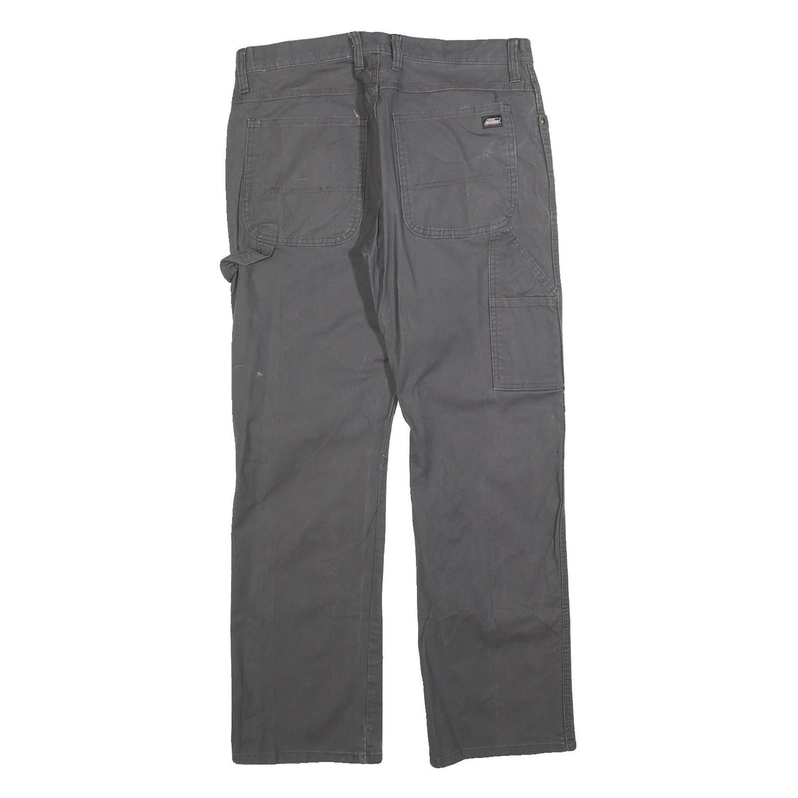 DICKIES Mens Regular Fit Straight Leg Denim Grey W33 L32 Workwear Cargo Jeans