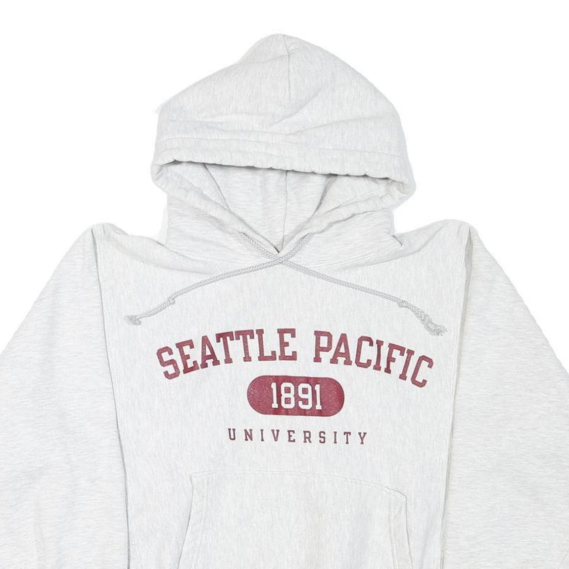 CHAMPION Mens Grey Seattle Pacific University Pullover Hoodie S Cotton Blend