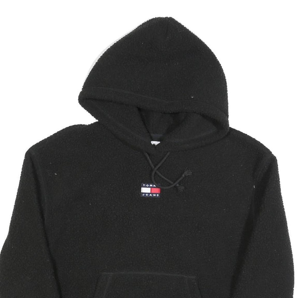 TOMMY JEANS Womens Black Hoodie XS Polyester Blend Casual Warm Hooded Sweatshirt