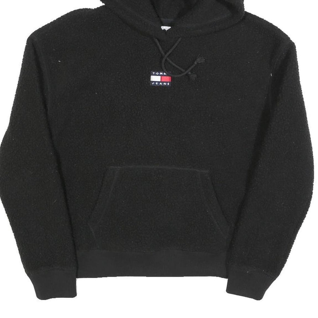 TOMMY JEANS Womens Black Hoodie XS Polyester Blend Casual Warm Hooded Sweatshirt