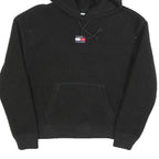 TOMMY JEANS Womens Black Hoodie XS Polyester Blend Casual Warm Hooded Sweatshirt