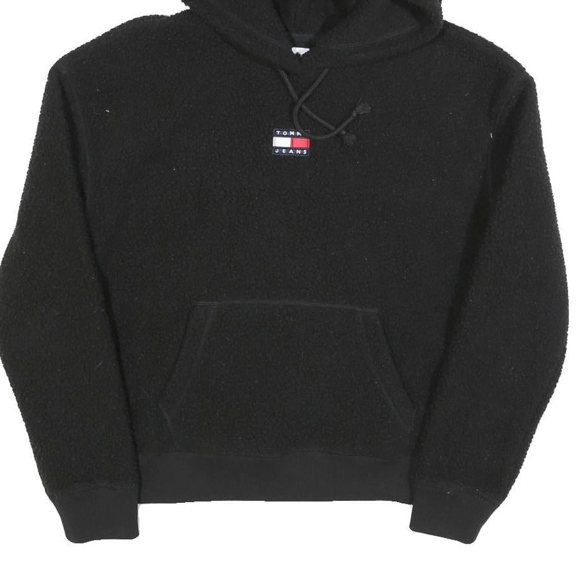 TOMMY JEANS Womens Black Hoodie XS Polyester Blend Casual Warm Hooded Sweatshirt