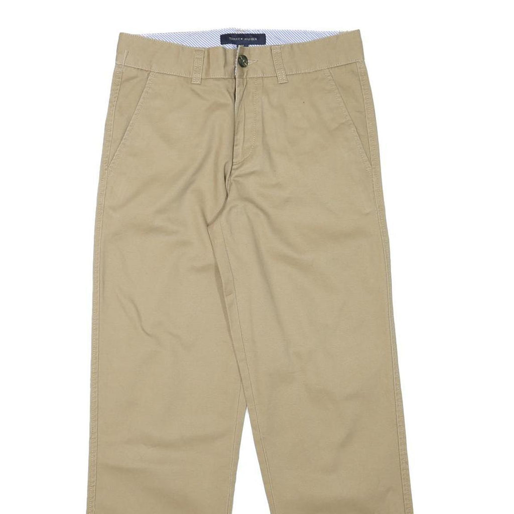 TOMMY HILFIGER Mens Cotton Blend Beige Regular Fit Straight Leg Trousers W28 L27