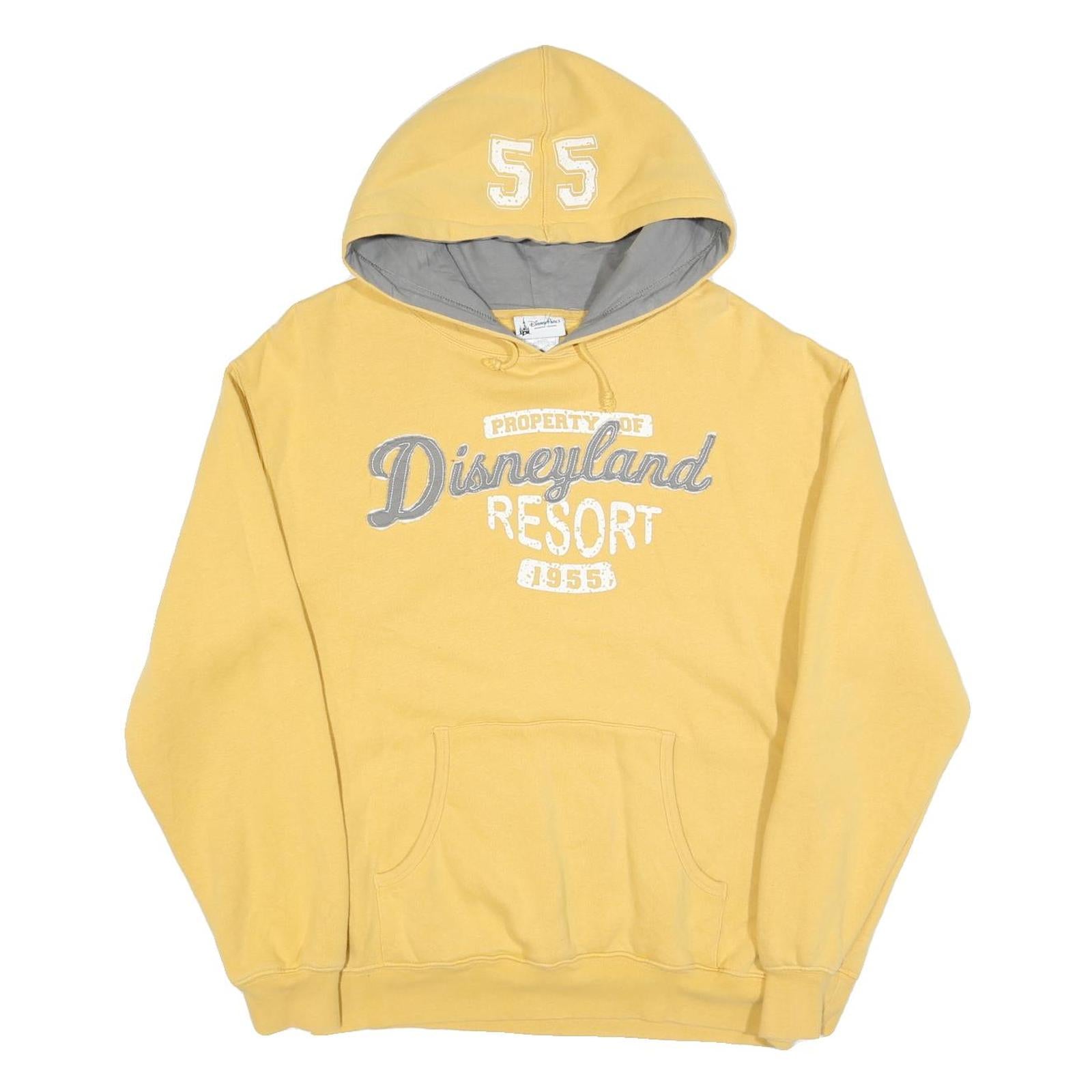 DISNEY Mens Yellow Hooded Pullover S Disneyland Resort 1955 Cotton Blend