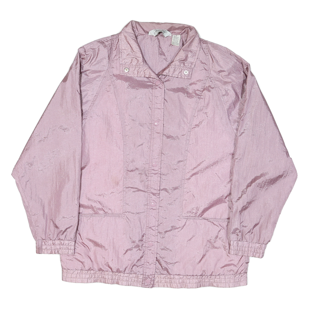 HALLAND Womens Pink Nylon Jacket M Zip Plain Lightweight Casual Outerwear