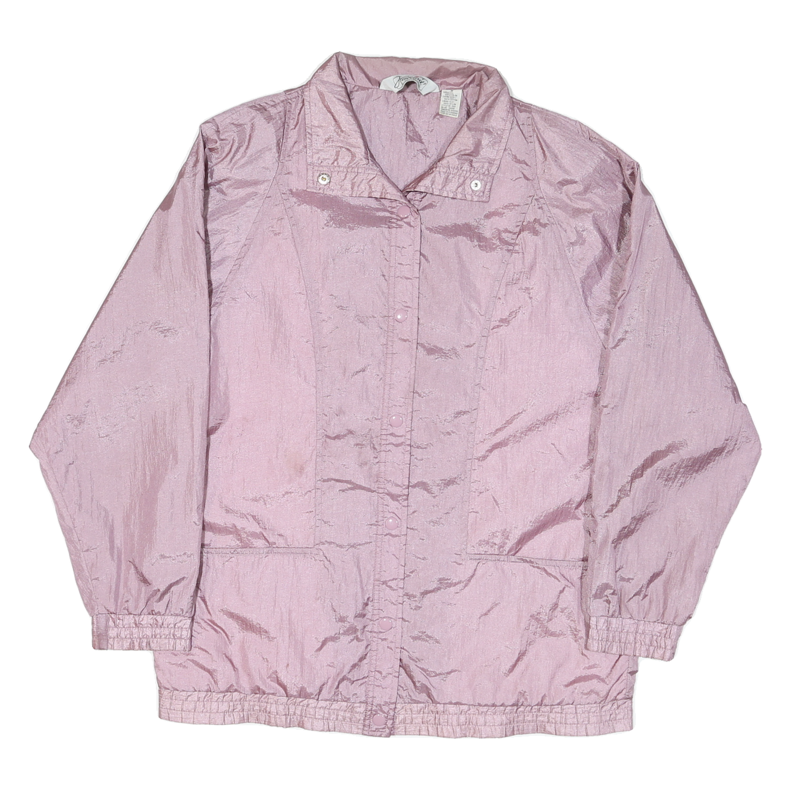 HALLAND Womens Pink Nylon Jacket M Zip Plain Lightweight Casual Outerwear