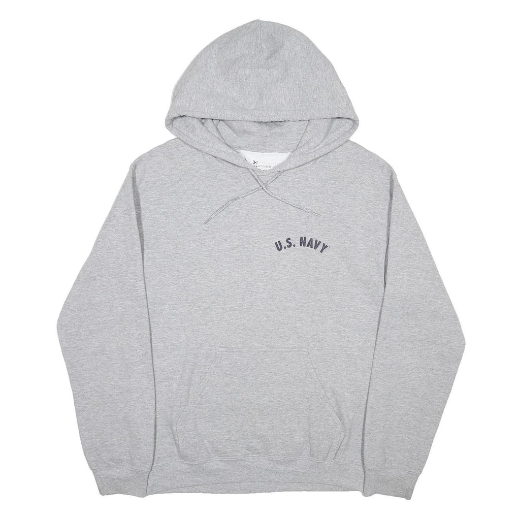 TEE AND CAKE Womens Grey U.S. Navy Printed Pullover Hoodie S Casual