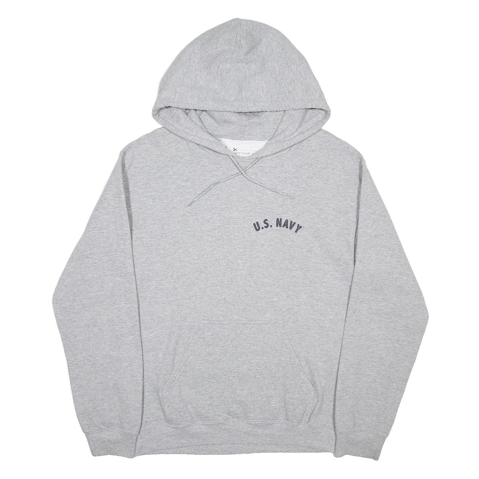TEE AND CAKE Womens Grey U.S. Navy Printed Pullover Hoodie S Casual