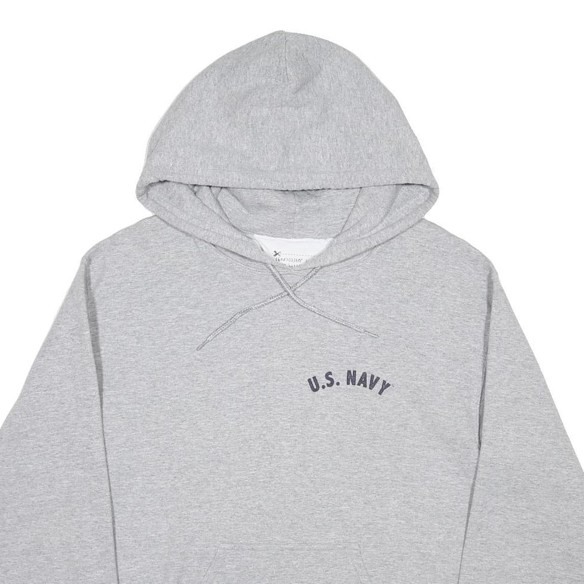 TEE AND CAKE Womens Grey U.S. Navy Printed Pullover Hoodie S Casual