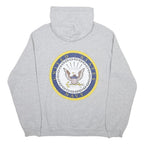 TEE AND CAKE Womens Grey U.S. Navy Printed Pullover Hoodie S Casual