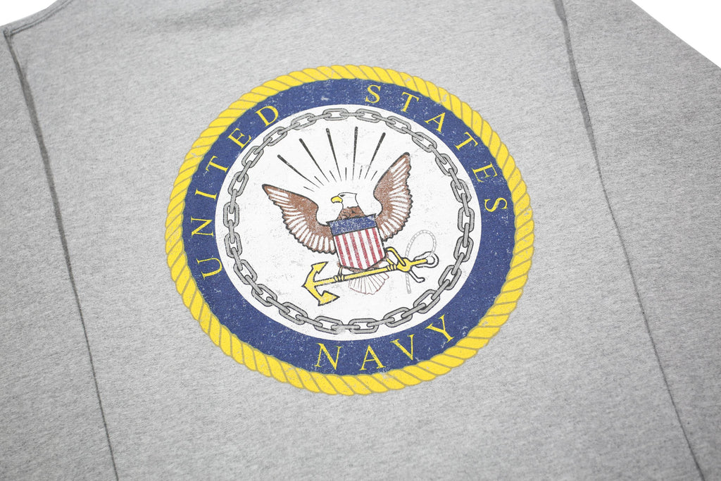 TEE AND CAKE Womens Grey U.S. Navy Printed Pullover Hoodie S Casual