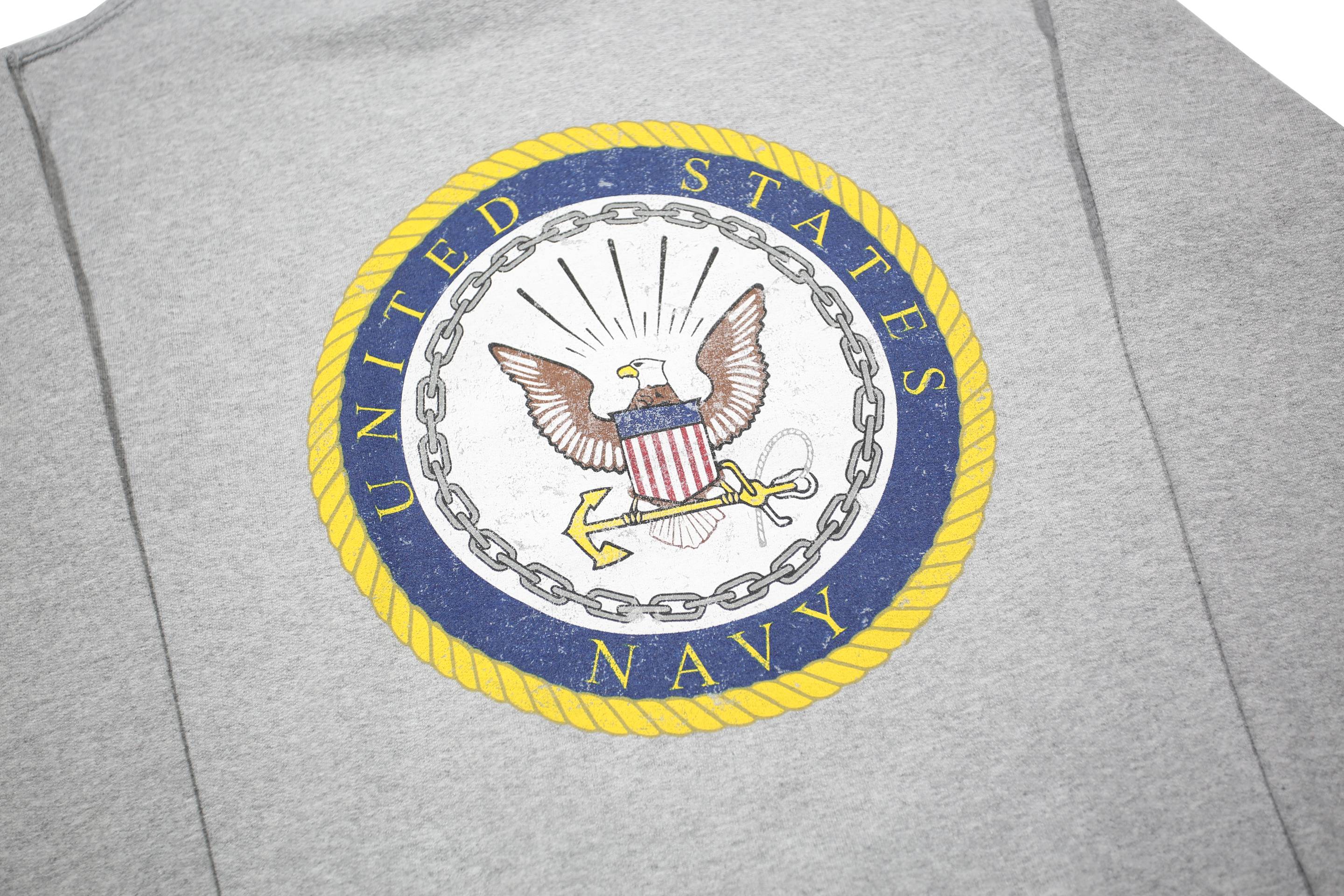 TEE AND CAKE Womens Grey U.S. Navy Printed Pullover Hoodie S Casual