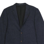 RIVER ISLAND Mens Navy Blue Wool Blazer XL Woven Button Jacket Classic Fit
