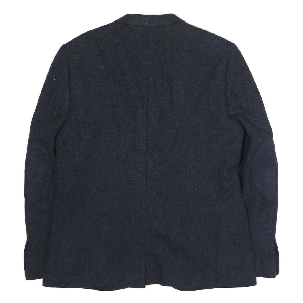 RIVER ISLAND Mens Navy Blue Wool Blazer XL Woven Button Jacket Classic Fit