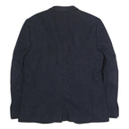 RIVER ISLAND Mens Navy Blue Wool Blazer XL Woven Button Jacket Classic Fit