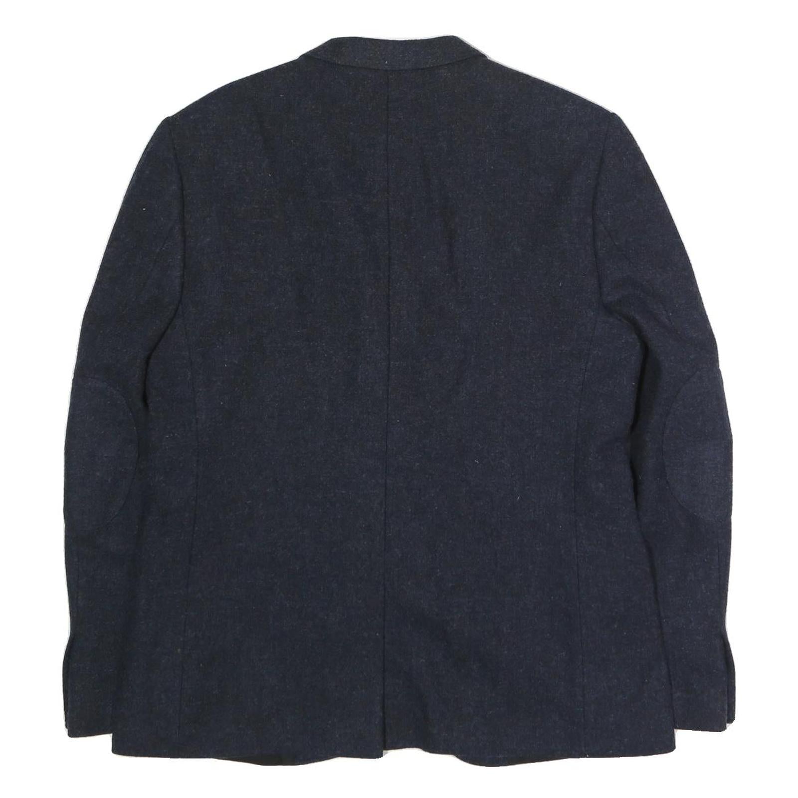 RIVER ISLAND Mens Navy Blue Wool Blazer XL Woven Button Jacket Classic Fit