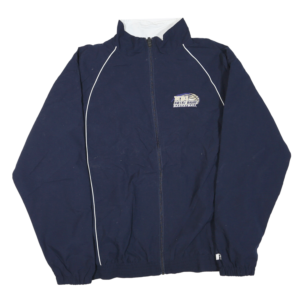 RUSSELL ATHLETIC Mens Navy Blue Notre Dame Basketball Track Zip Jacket L
