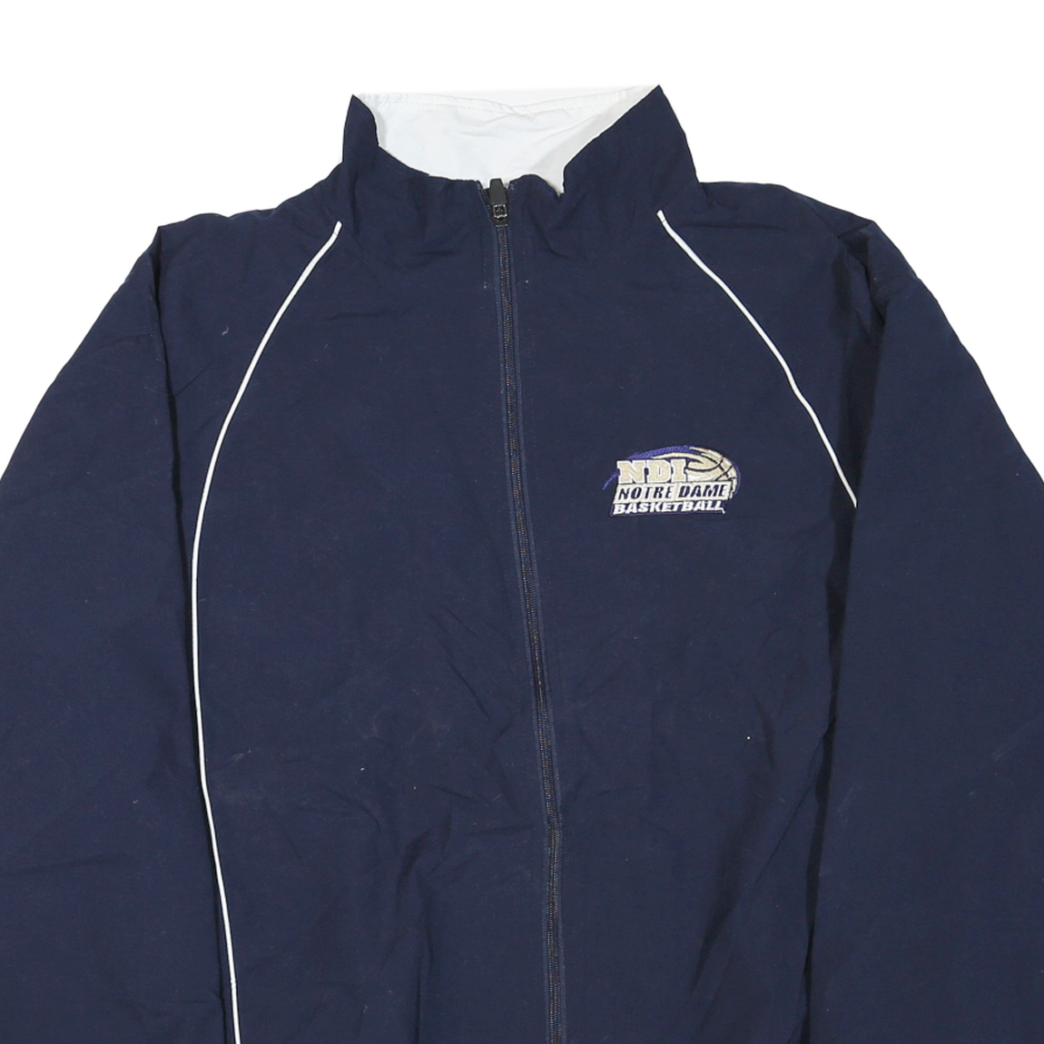 RUSSELL ATHLETIC Mens Navy Blue Notre Dame Basketball Track Zip Jacket L