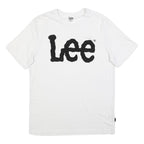 LEE Mens White T-Shirt M Short Sleeve Crew Neck Cotton Blend Logo Graphic