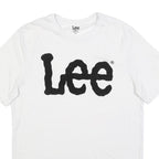 LEE Mens White T-Shirt M Short Sleeve Crew Neck Cotton Blend Logo Graphic