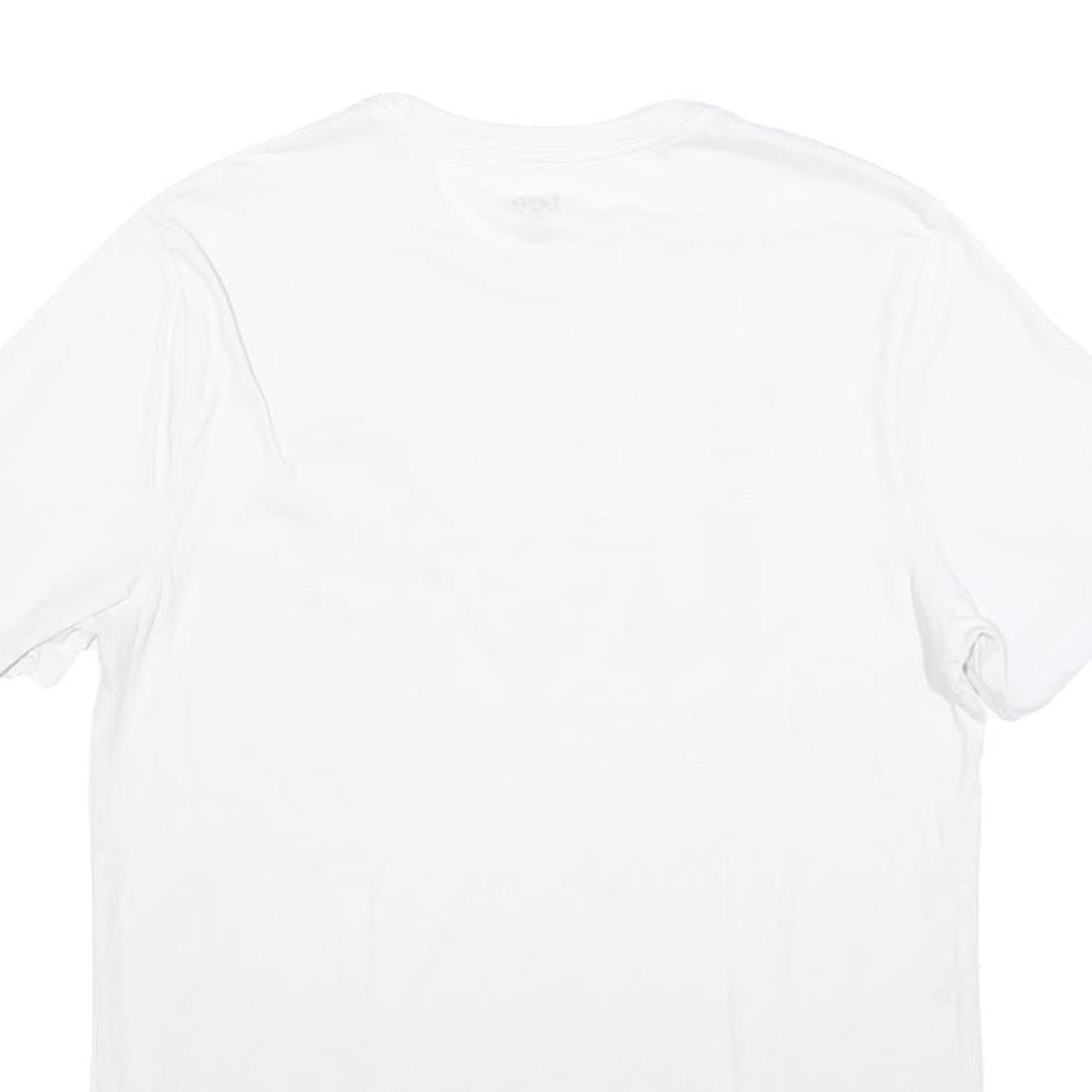 LEE Mens White T-Shirt M Short Sleeve Crew Neck Cotton Blend Logo Graphic