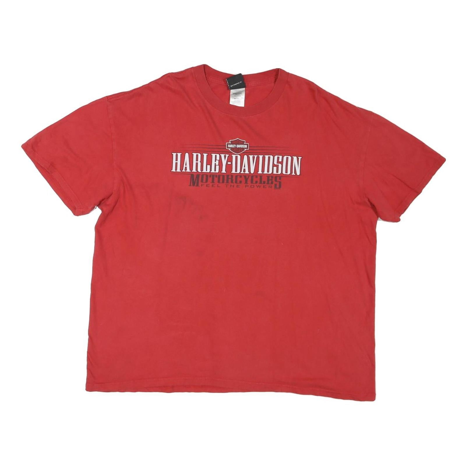 HARLEY DAVIDSON Mens Red Cotton Blend Graphic T-Shirt 2XL Short Sleeve Crew Neck