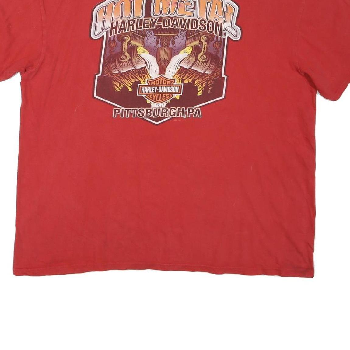 HARLEY DAVIDSON Mens Red Cotton Blend Graphic T-Shirt 2XL Short Sleeve Crew Neck