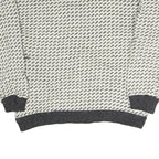 BERGENS Womens Cream & Grey Patterned Wool Jumper Round Neck Basic Knit L