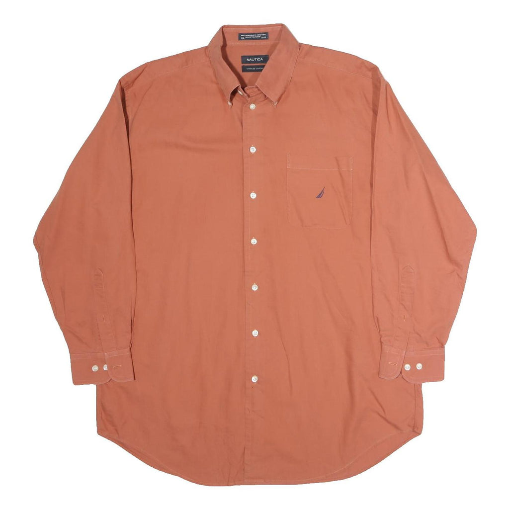 NAUTICA Mens Rust Orange Cotton Button-Down Shirt 2XL Classic Fit