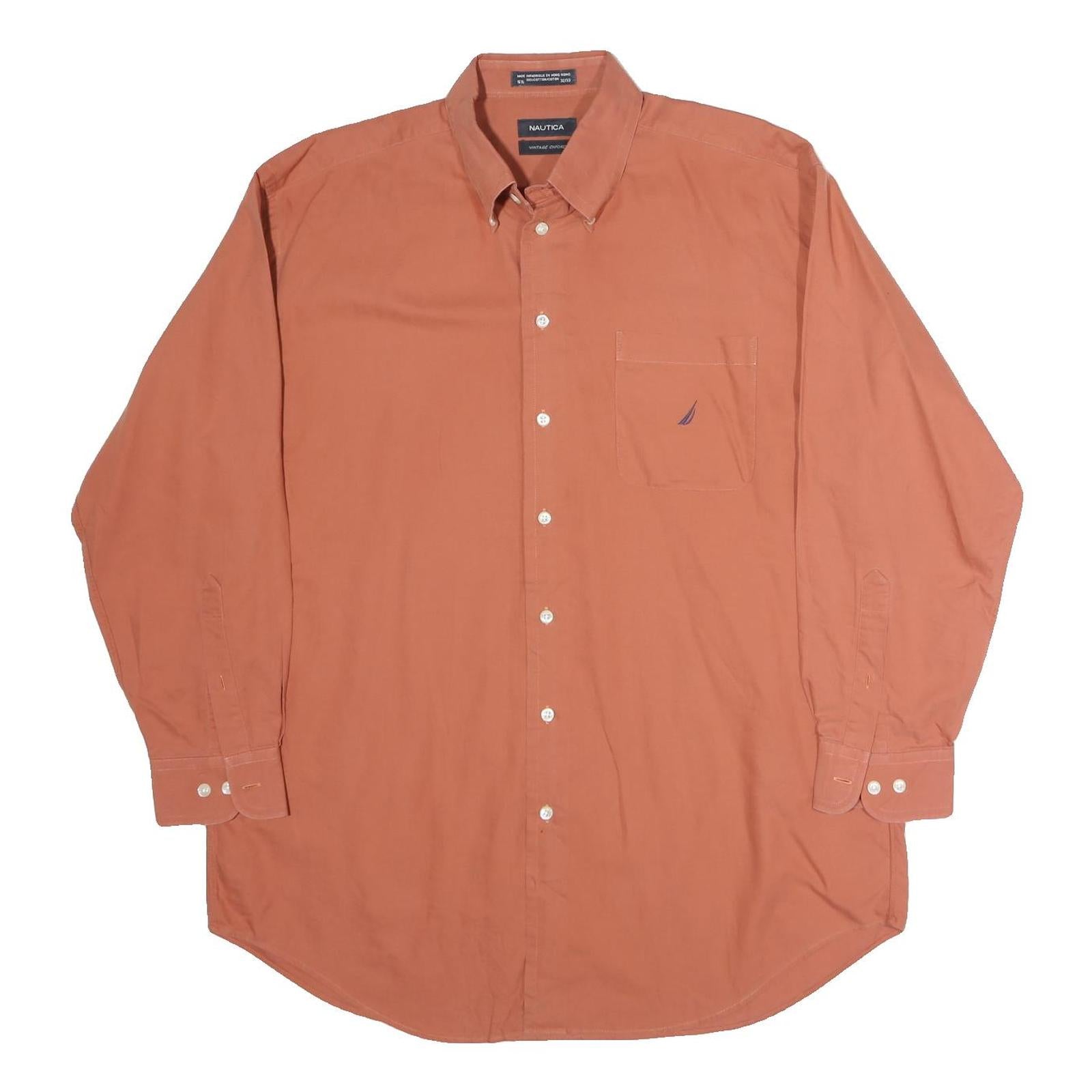 NAUTICA Mens Rust Orange Cotton Button-Down Shirt 2XL Classic Fit
