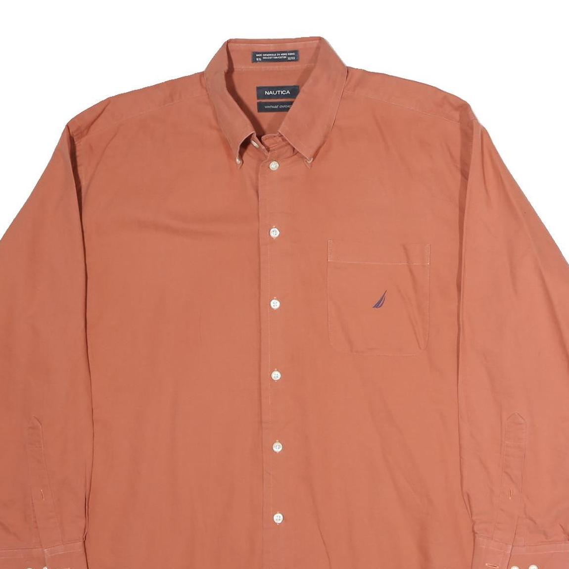NAUTICA Mens Rust Orange Cotton Button-Down Shirt 2XL Classic Fit