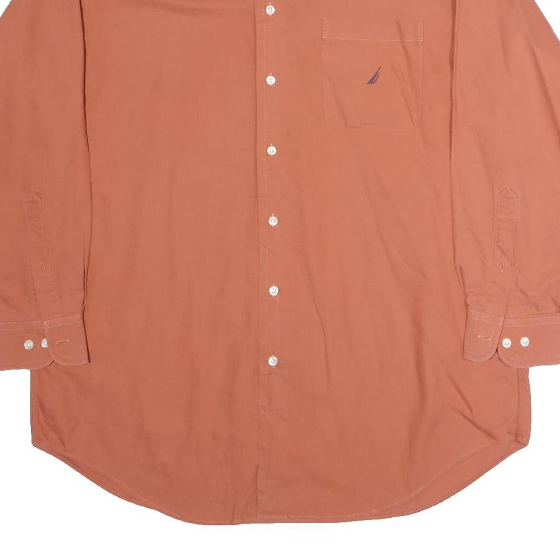 NAUTICA Mens Rust Orange Cotton Button-Down Shirt 2XL Classic Fit