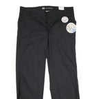 DICKIES Womens Black Relaxed Straight Cotton Blend Trousers W40 L36 Workwear Zip