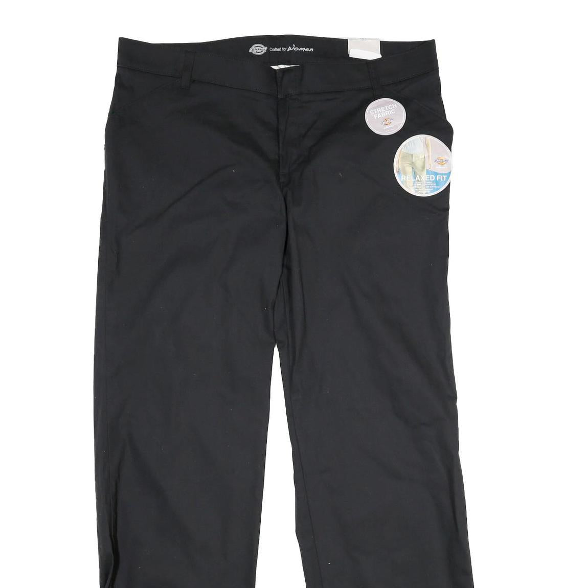 DICKIES Womens Black Relaxed Straight Cotton Blend Trousers W40 L36 Workwear Zip