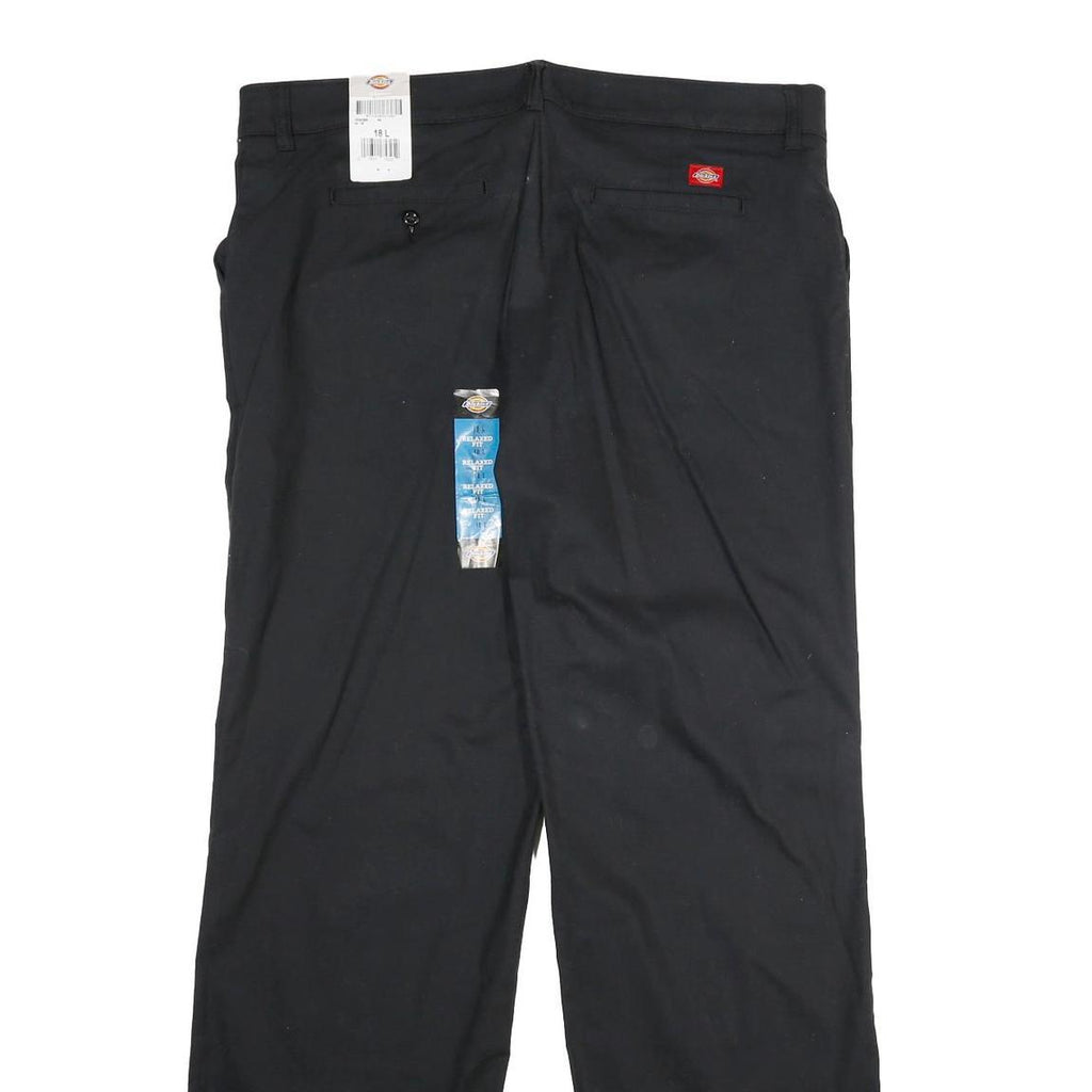 DICKIES Womens Black Relaxed Straight Cotton Blend Trousers W40 L36 Workwear Zip