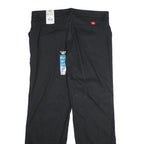 DICKIES Womens Black Relaxed Straight Cotton Blend Trousers W40 L36 Workwear Zip