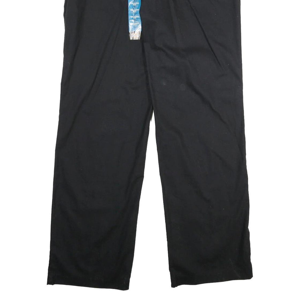 DICKIES Womens Black Relaxed Straight Cotton Blend Trousers W40 L36 Workwear Zip
