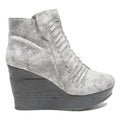 SLICCA Womens Wedge Ankle Boots Silver Leather UK 7 Stylish Comfortable Footwear