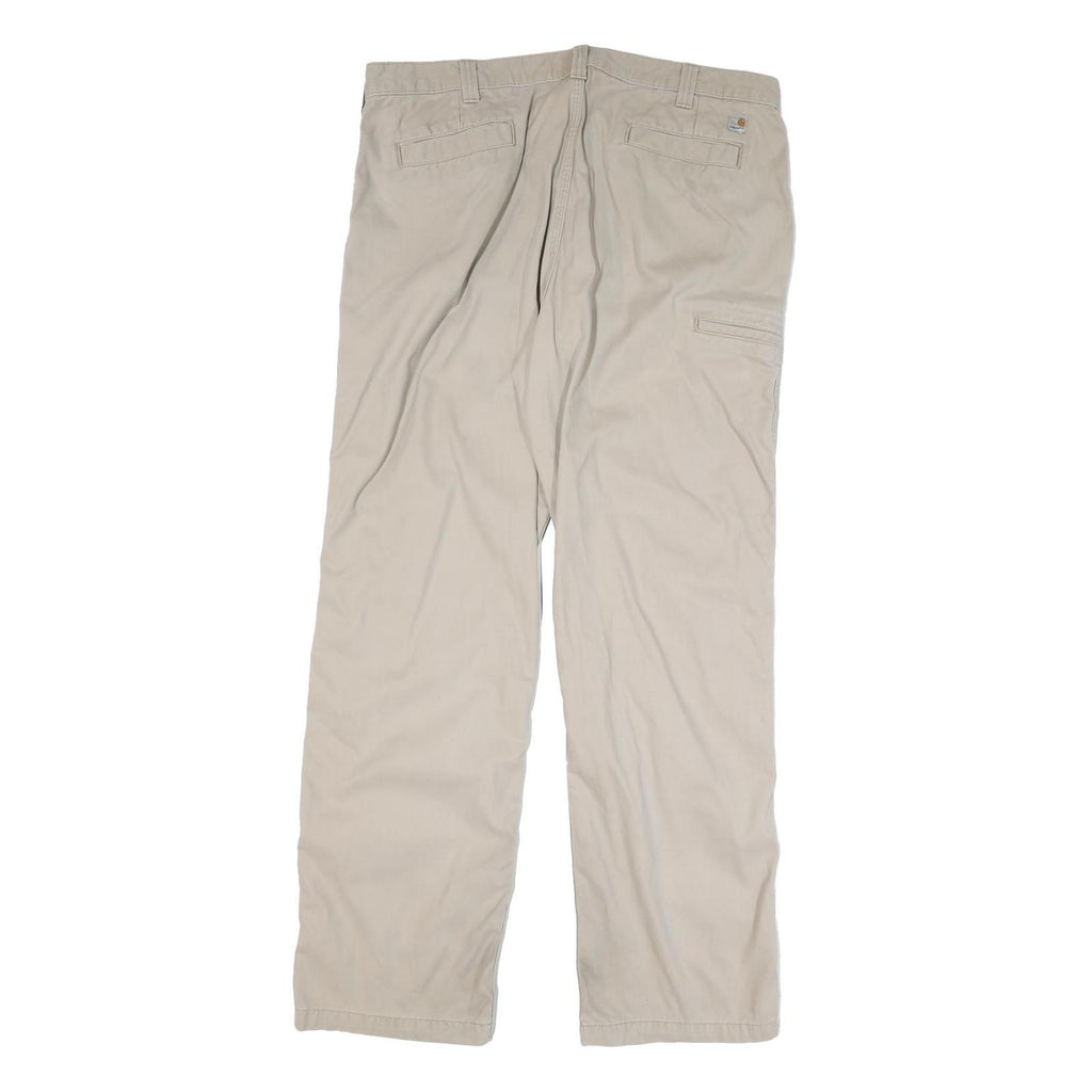 CARHARTT Mens Cotton Blend Beige Relaxed Straight Trousers W40 L34 Casual