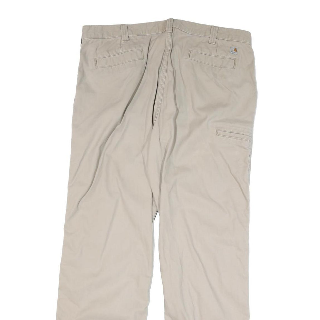 CARHARTT Mens Cotton Blend Beige Relaxed Straight Trousers W40 L34 Casual
