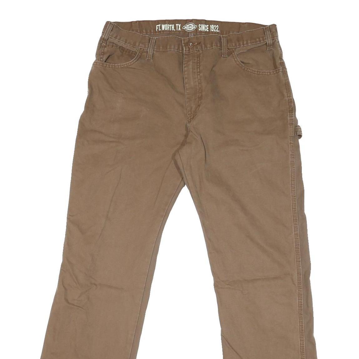 DICKIES Mens Regular Fit Straight Leg Cotton Blend Brown W30 L32 Workwear Jeans