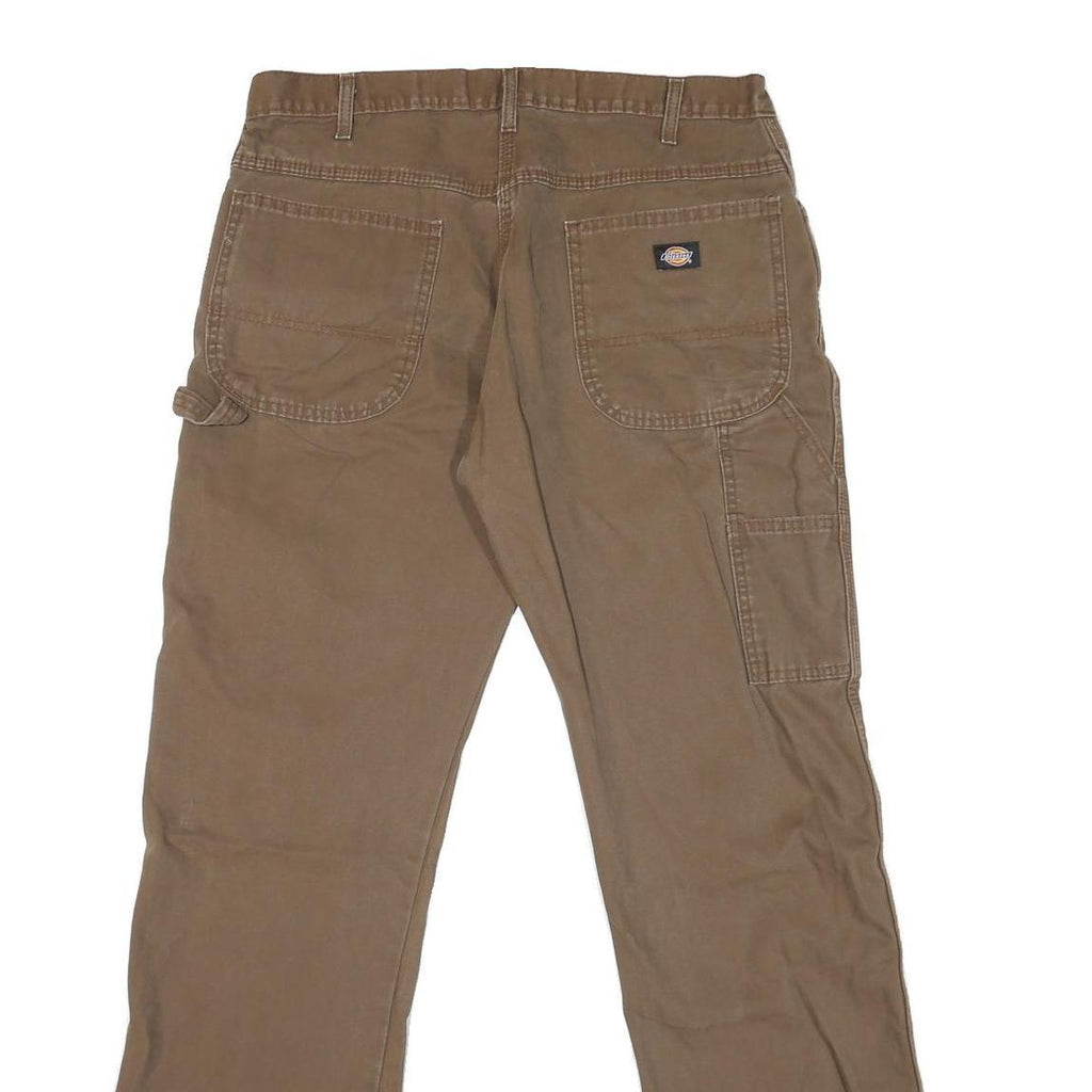 DICKIES Mens Regular Fit Straight Leg Cotton Blend Brown W30 L32 Workwear Jeans
